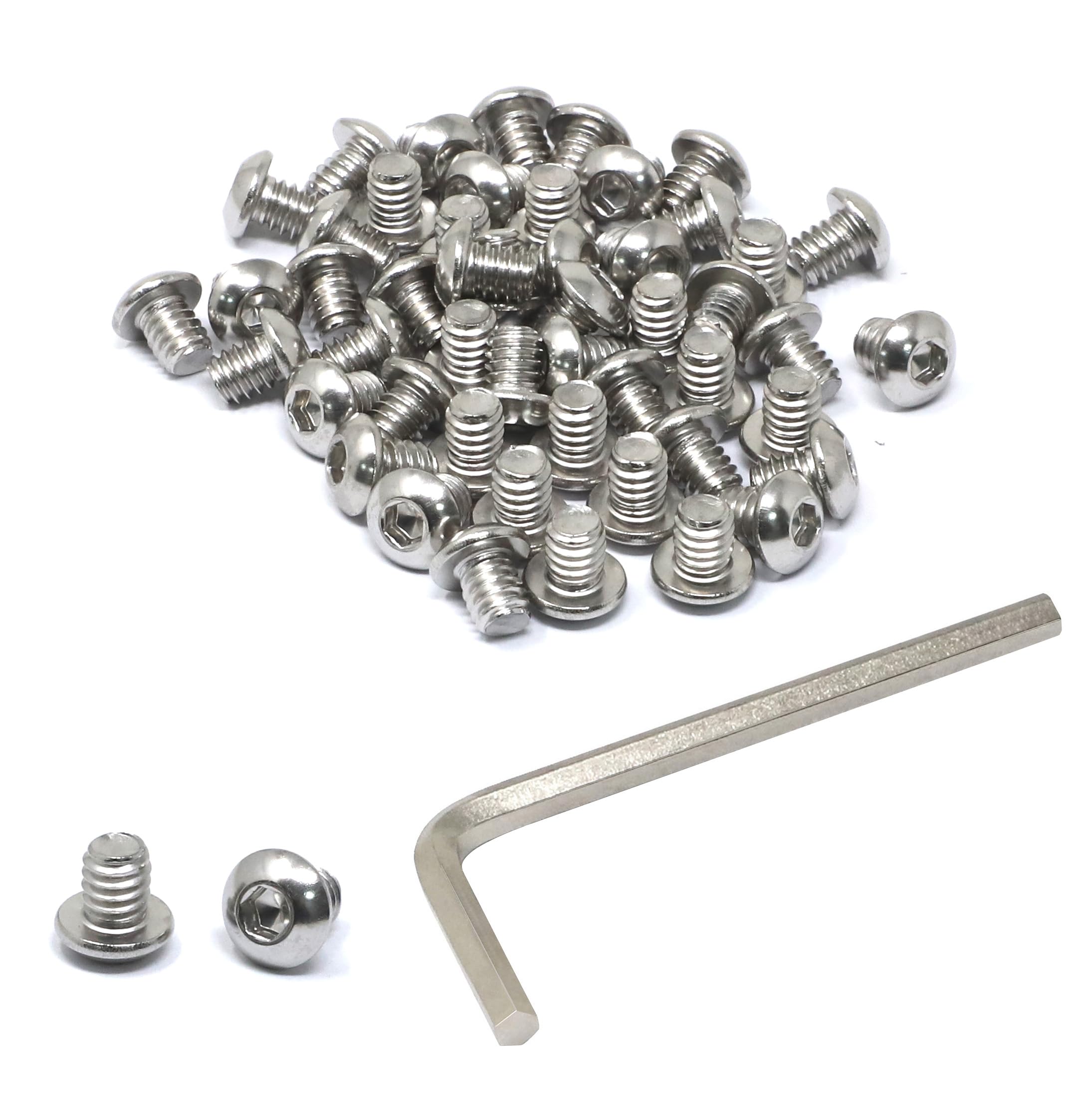 iexcell 50 Pcs 1/4-20 x 5/16" Stainless Steel 304 Hex Socket Button Head Cap Screws Bolts Kit