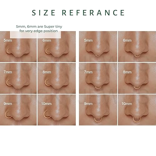 Miniatura 7 de 5mm Tiny Gold Nose Rings Hoops for Women Men, 20G 14k Gold Filled Nose Piercings Hoops, Hypoallergenic Nose Hoop Ring, 5 mm 20 Gauge