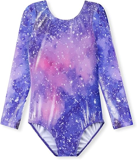 HOZIY Long Sleeve Leotards for Girls Gymnastics Kids Toddler Tumbling Outfits Floral Unicorn Galaxy Rainbow Stripe Pattern