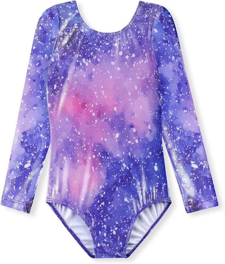 HOZIY Long Sleeve Leotards for Girls Gymnastics Kids Toddler Tumbling Outfits Floral Unicorn Galaxy Rainbow Stripe Pattern