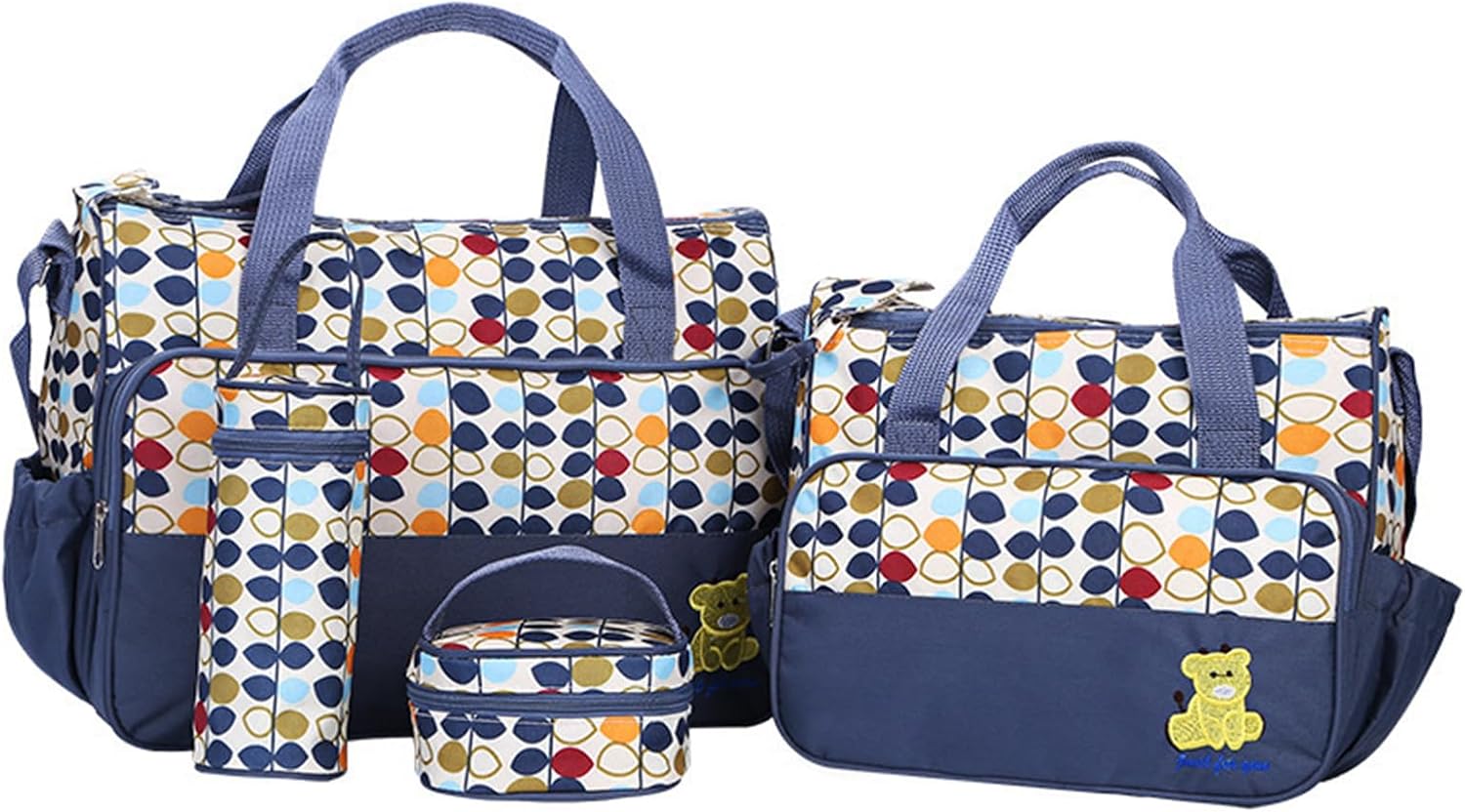 Baby Diaper Bag Include Pad Infants Essential Organiser Large Capacity & Easy Carry for Mom and Baby 5Pcs/set