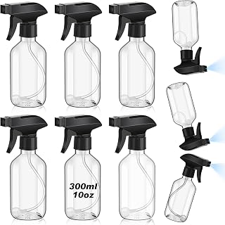 6 Pack 360° Water Spray Bottle Plastic Spray Bottles 10 oz, Upside Down Fine Mist/stream Water Bottle Upgraded Adjustable Nozzle Refillable Empty Containers for Plants,Cleaning, Hair, Cooking