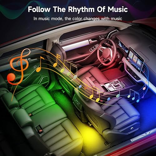 Miniatura 3 de LSENLTY Luces interiores de coche luces LED inteligentes de control de aplicación con modo de bricolaje y modo de música luces LED interiores
