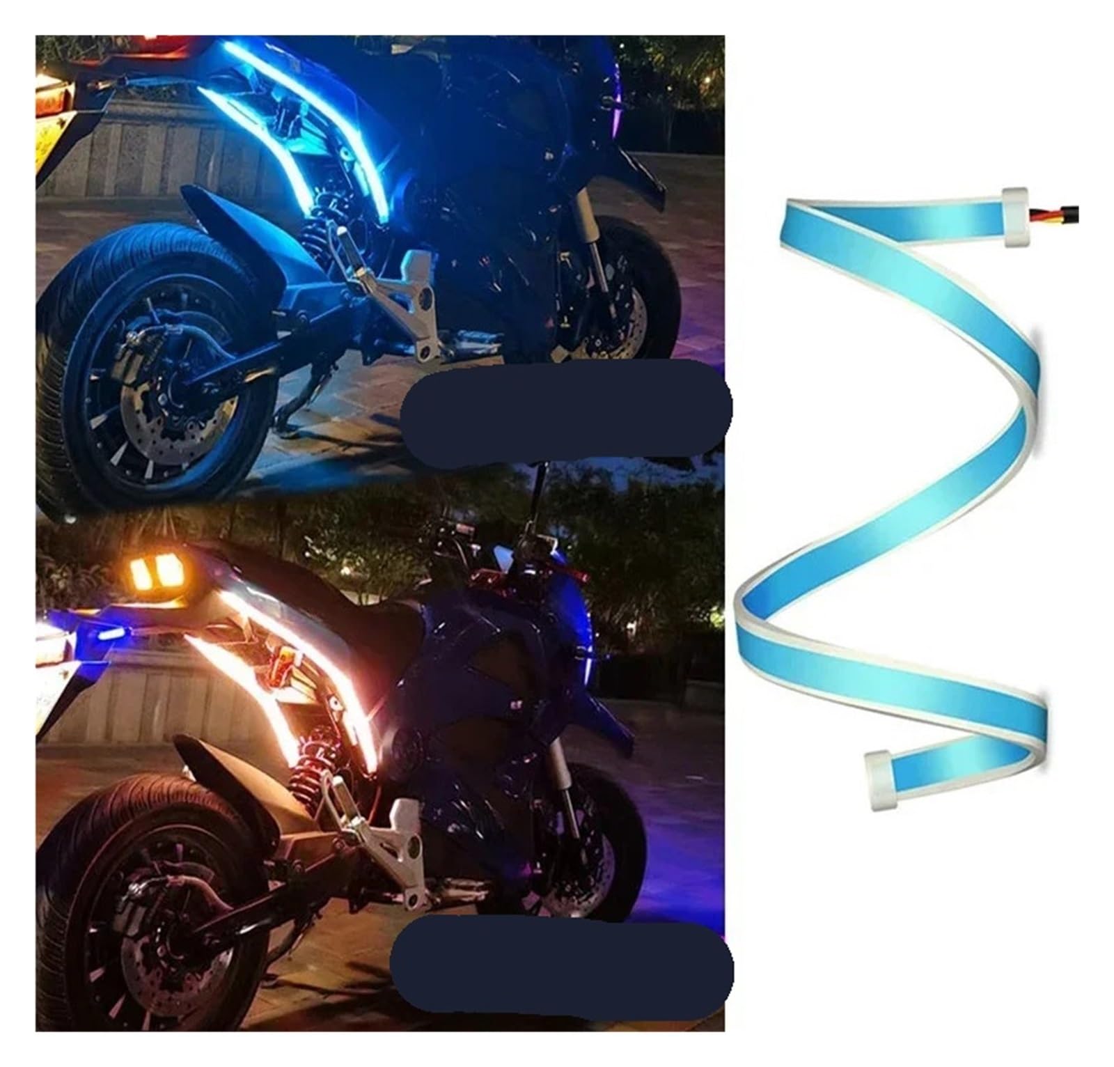 PBCGTFHJK Motorcycle Turn Lights L-ed Daytime Running Lights Tail Light DRL Decoration Strip Brake Flowing Light(45cm 1Pair Type B)