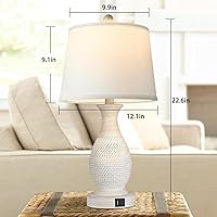 Vista 6 de PARTPHONER Juego de 2 lámparas de mesa, lámpara táctil de mesita de noche con puertos de carga USB C+A, lámpara de mesa auxiliar con pantalla