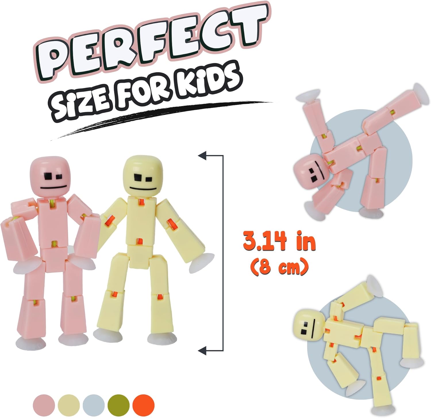 Zing Stikbot 8 Pack - Pastel Special : Collectable Figures, Create Stop Motion Animation, for Ages 4 and Up