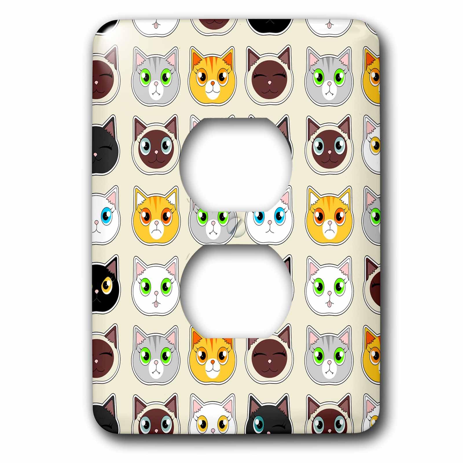 Embellecedor de enchufe con expresiones de gatos 3dRose multicolor