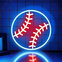 Adorely Baseball Neon Sign - USB Powered Dimmable LED Light, 12x12 Inch Safe Shatterproof Decor for Boys 8-12, Man Cave, Bedroom, Game Room