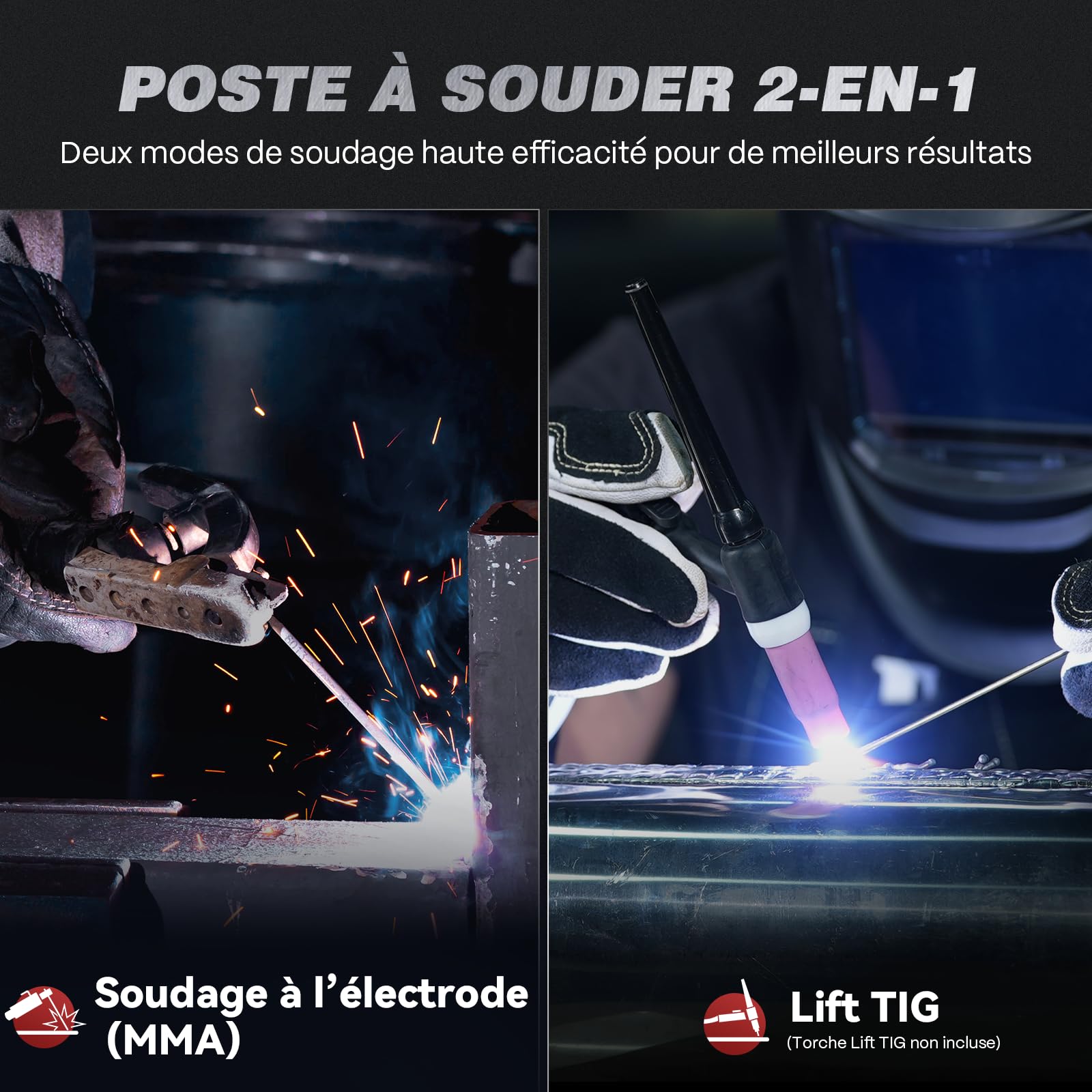 ARCCAPTAIN Poste a Souder Arc/Lift TIG 200 A avec Grand écran LED, Poste à Souder Inverter avec Contrôle Synergique,230V Machine a Souder con IGBT, Hot Start, Arc-Force, Anti-Stick