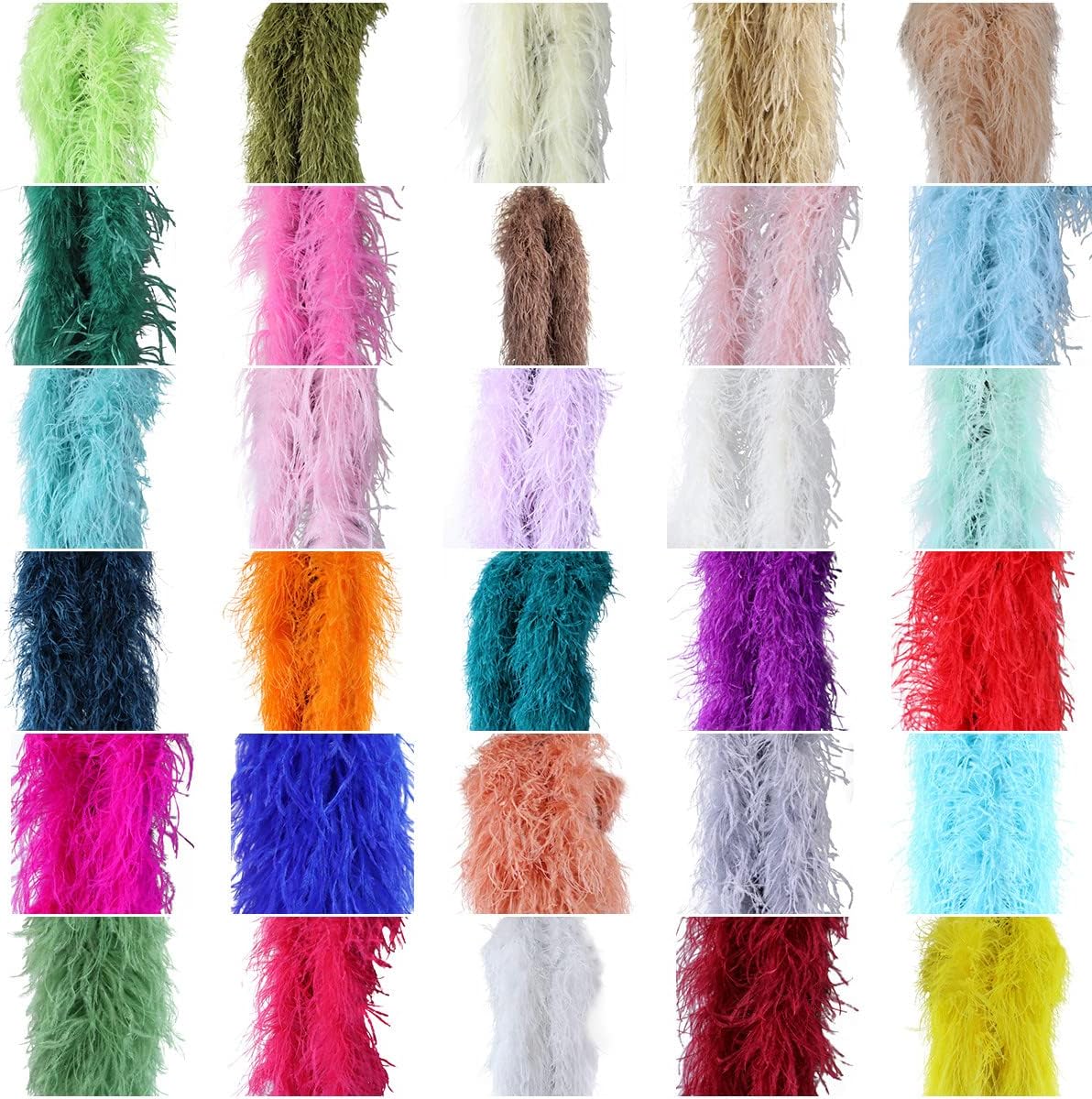 ECYC Ltd 1.1 Yards Ostrich Feather Boa, 4 Ply Natural Feather Boas Ostrich Feathers Soft Fluffy Boa for Cosplay Costume Accessory, Home Wedding Party Holiday Decoration, Sewing Trim, Craft Project