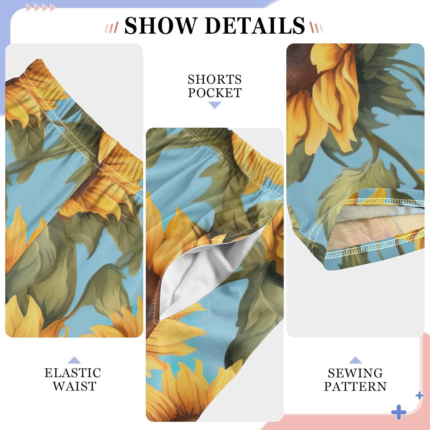 Sunflowers Blue Soft Pajama Lounge Pants with Elastic Waist Pockets Sleepwear Long Pajama Bottoms for Christmas
