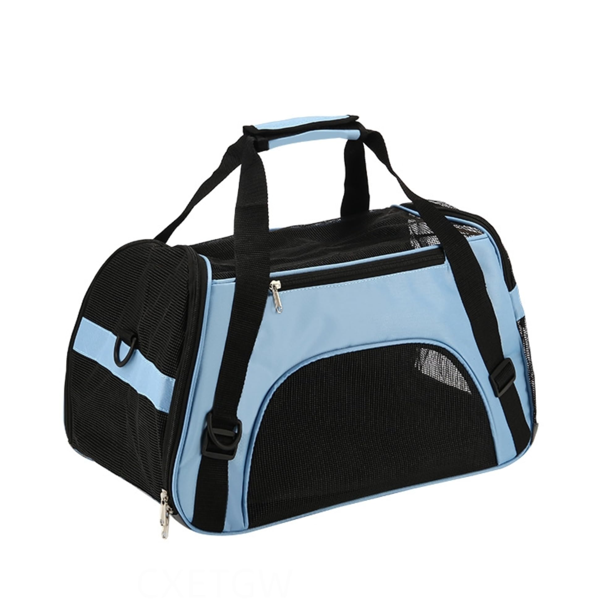Foldable Soft Cat Carrier Bag, Breathable Pet Carrier Bag for Small/Medium Dogs & Cats, Portable Travel Pet Handbag with Mesh Windows, Waterproof Oxford Fabric with Adjustable Shoulder Strap, Blue