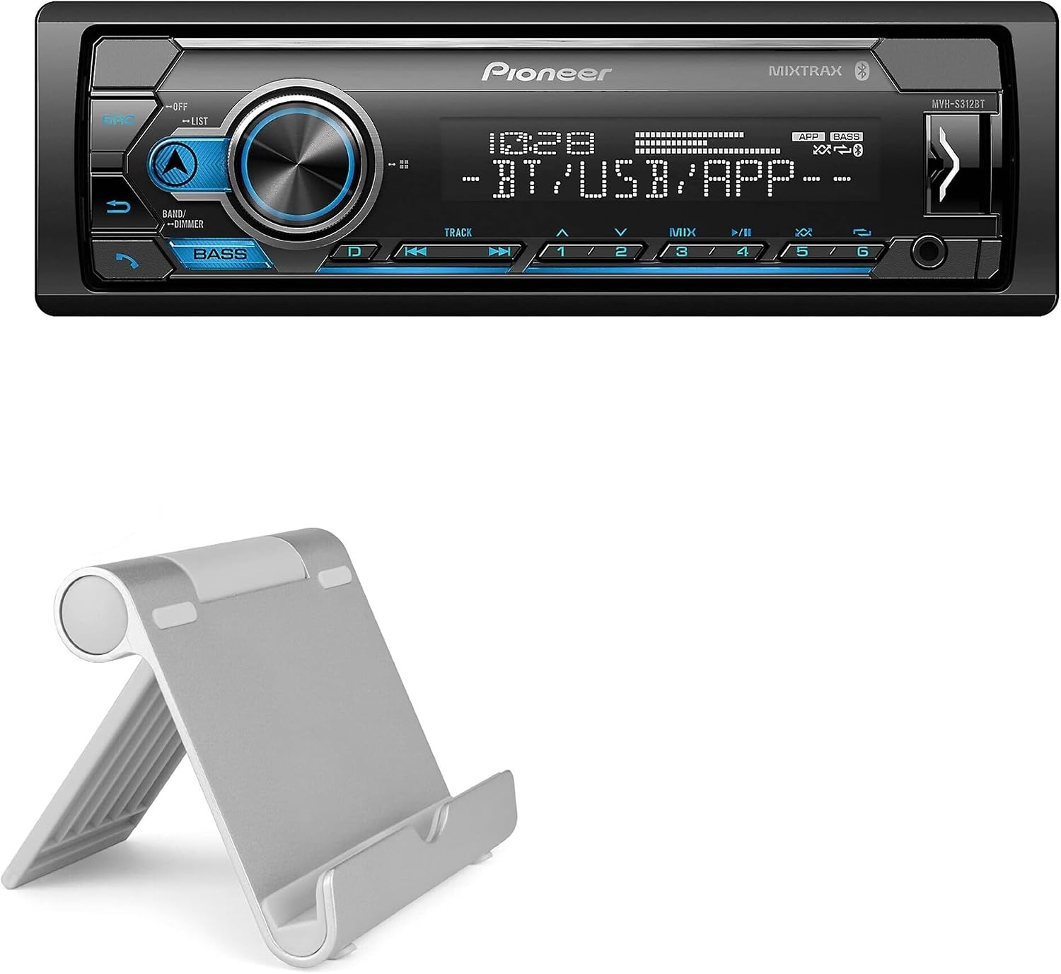 BoxWave Stand and Mount Compatible with Pioneer MVH-S322BT - VersaView Aluminum Stand, Portable, Multi Angle Viewing Sturdy