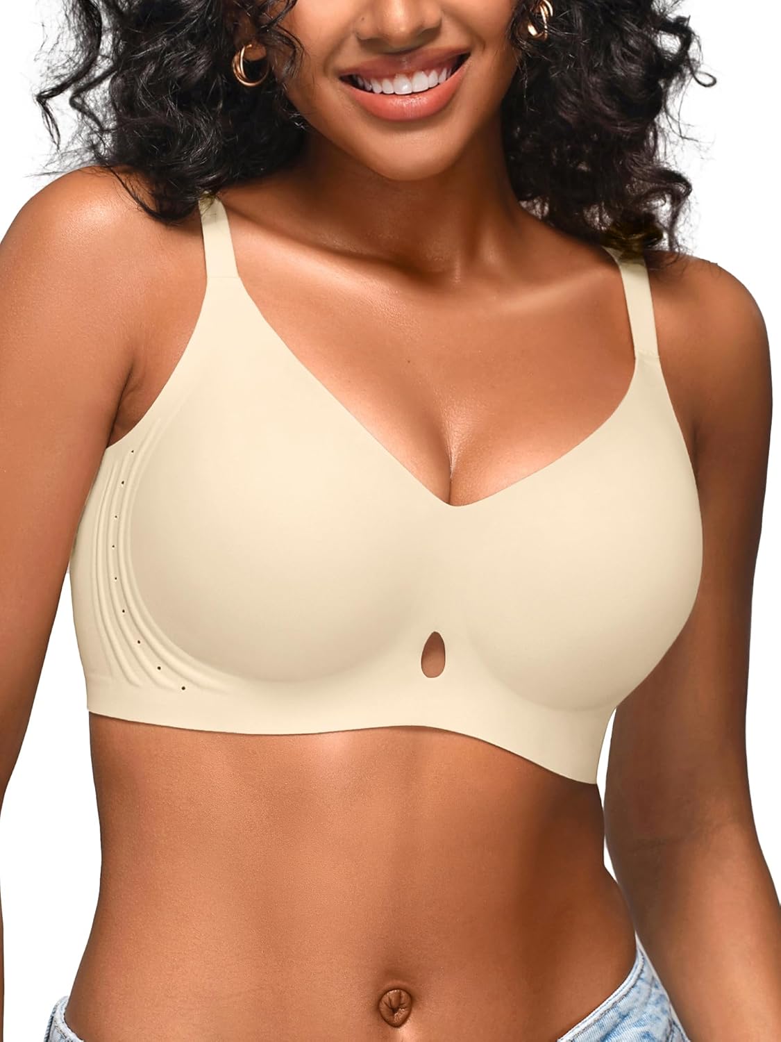 S-L Wireless Jelly Bras for Women with Support - Seamless Bra No Underwire Full Coverage Comfort T-Shirt Bralette