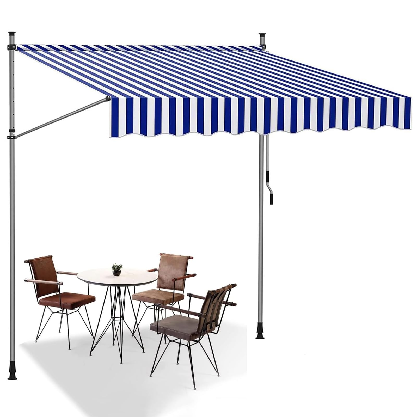 Auvent rétractable de terrasse sans vis réglable en hauteur, idéal pour les locataires