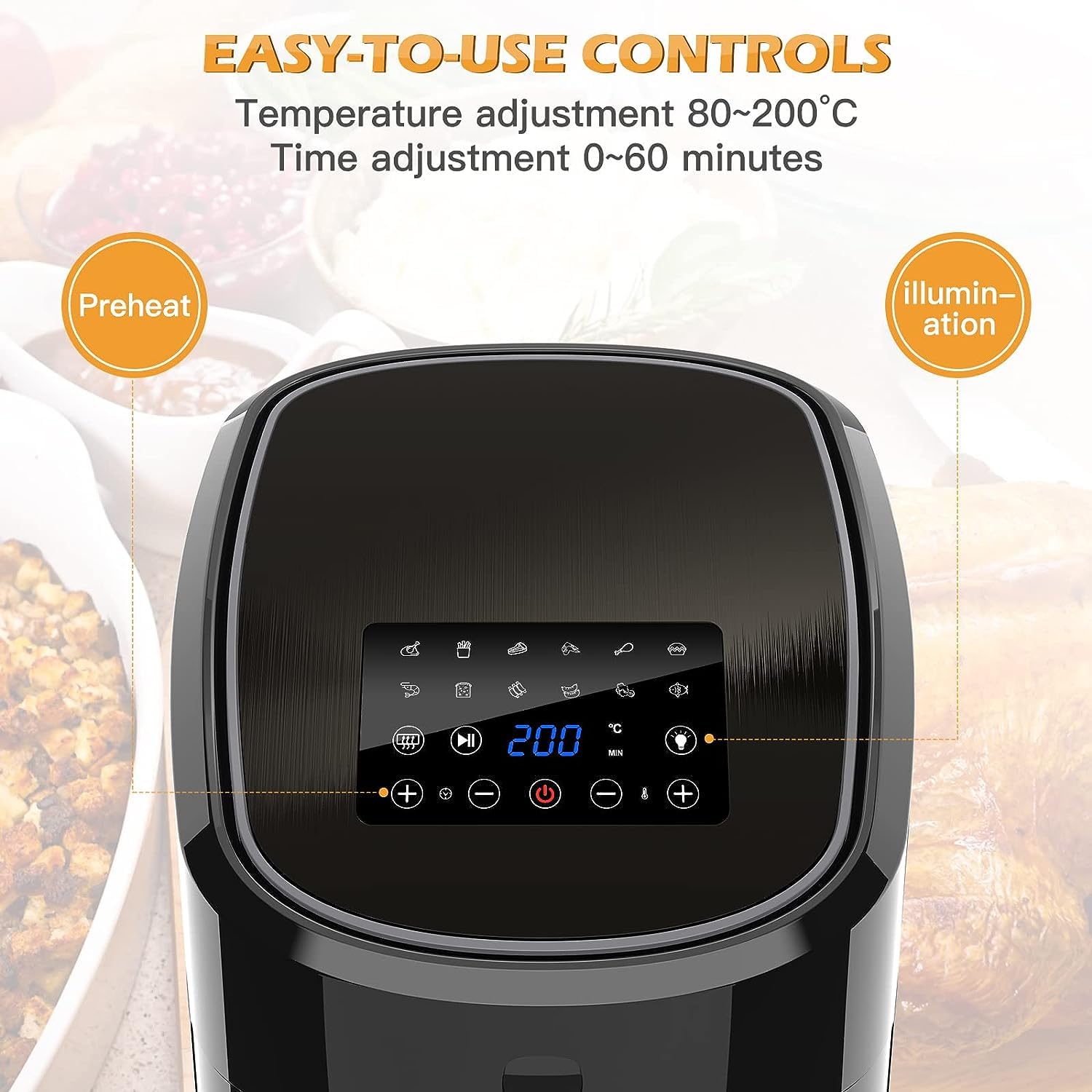 EUARY Friggitrice Ad Aria Calda 7,5 Litri, Air Fryer XXL con 17 Programmi, 1700W Friggitrice Senza Olio per 6-8 persone, LED Touch Screen, 32 Ricette Cartacee[Cinque lingue compreso l'italiano]
