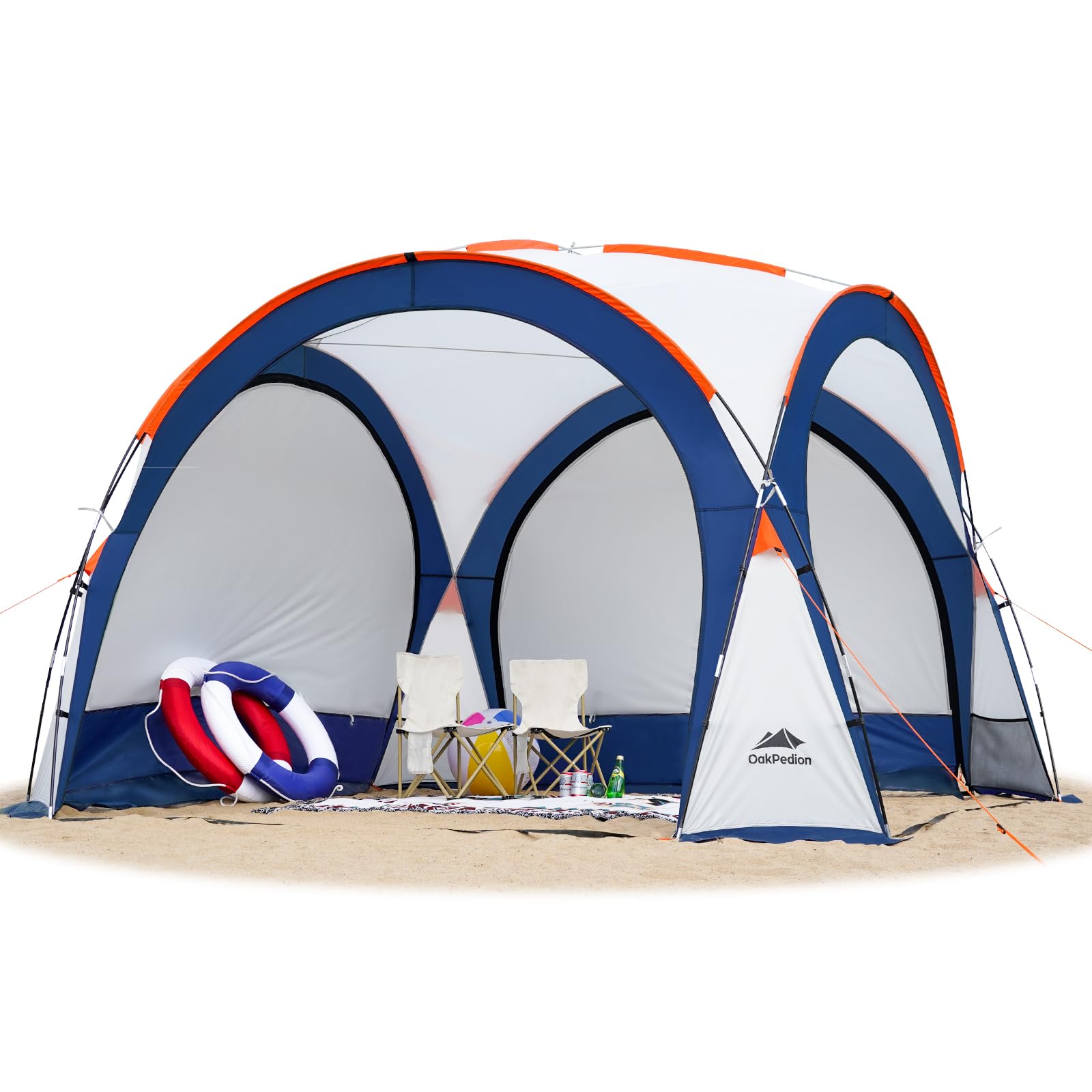 10 X 10ft Beach Tent Sun Shelter UPF 50+ Beach Canopy Shade for 6-8 People, Portable Waterproof Beach Sun Shade with Side Walls for Camping Trips, Fishing, Backyard Fun, Party or Picnics