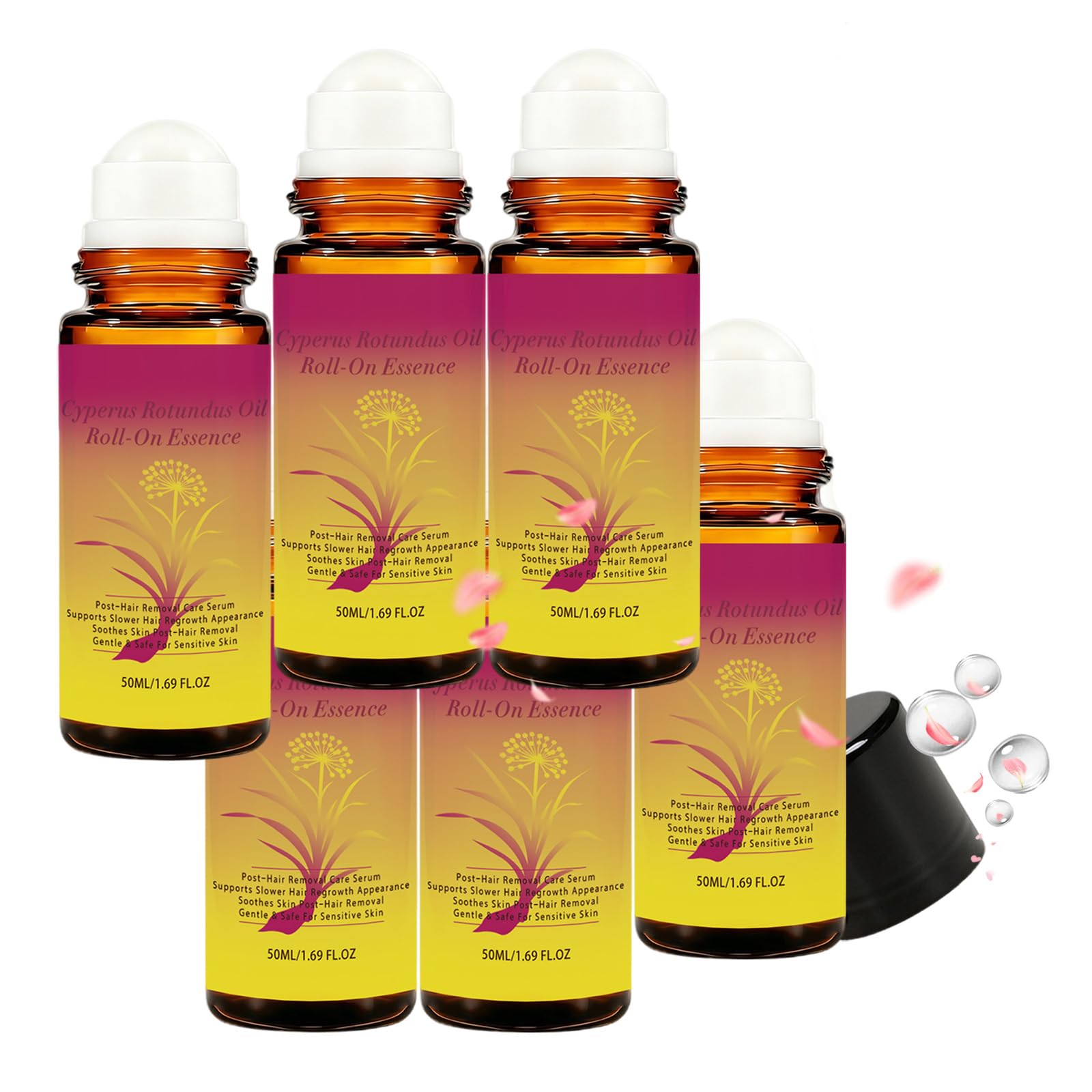 Cyperus Rotundus Roll-On serum olejkowe, naturalne do zmniejszenia porostu włosów na ciele, poprawy porów, łagodzenia zaczerwienienia i podrażnień, olejek hamujący porost włosów pod pachami, nogami (6