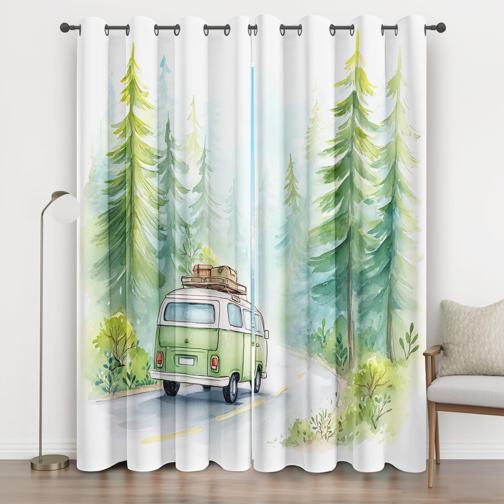 Rideau occultant forêt anti froid pour retrouver le sommeil en chambre 234x183cm