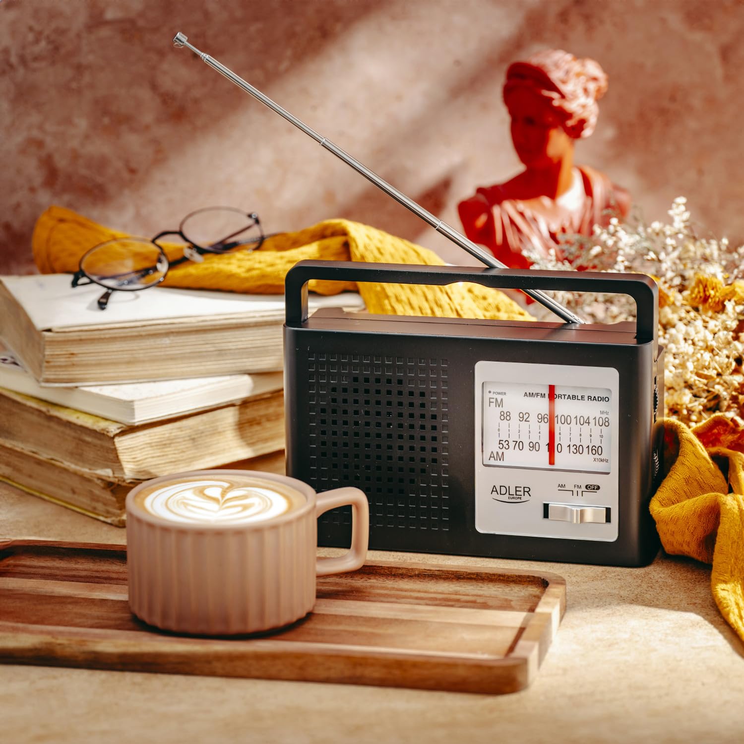 Adler Europe AD 1909 AM/FM radio, portable radio with large dial