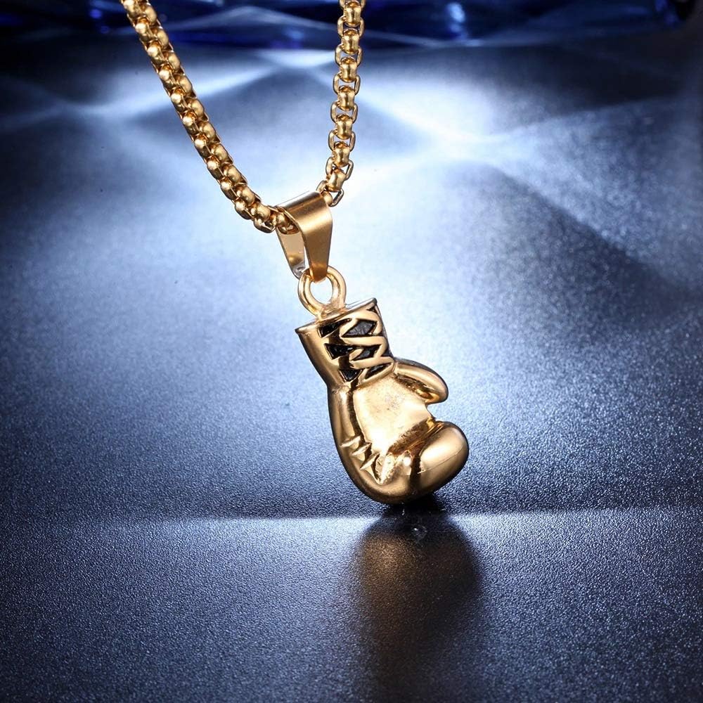 POYAMUSE Boxing Glove Pendant Necklace Stainless Steel Sports Jewelry for Men and Women, Combat Sports Themed Necklace for Boxing Enthusiast - Image 2