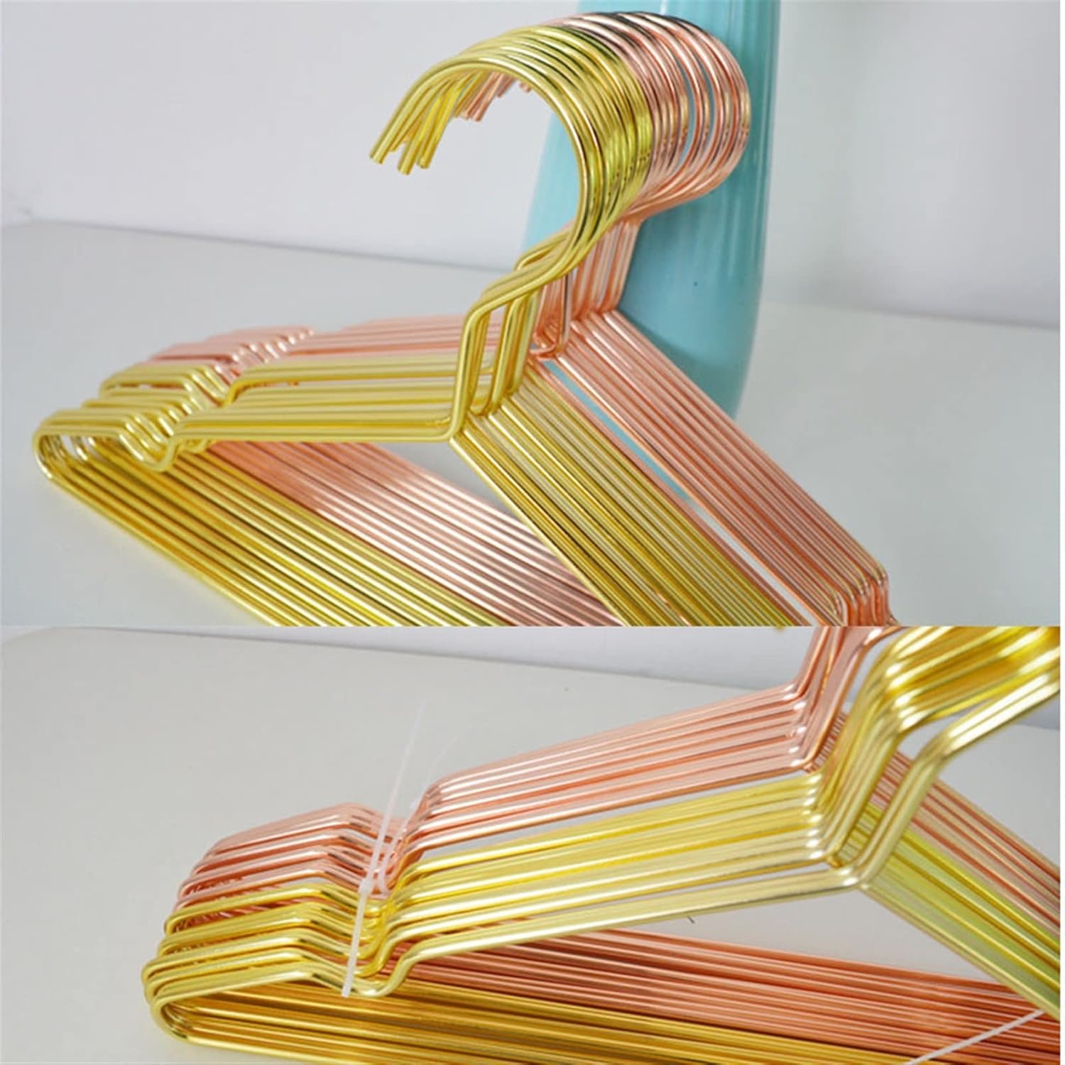 Coat Hanger 5pcchild Hangers for Clothes Drying Hooks Home Anti-Slip Drying Rack Thicken Windproof Underwear Belt Coat Hanger (5pcs|Gold 40cm)