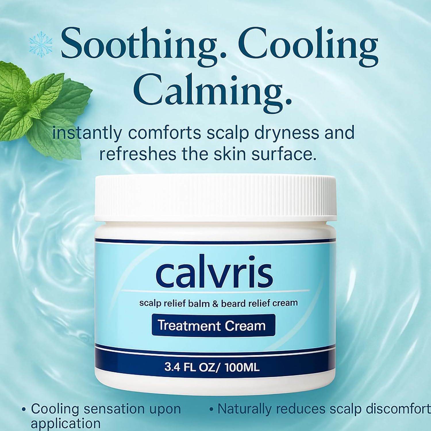 Calvris Scalp Relief Balm, with Kudzu Root Extract, Goldthread Root, Jojoba Concentrate, Regain Hair Growth, for Dry Scalp & Skin, Natural Soothing, Cooling Sensation, 3.4 Fl Oz (1)