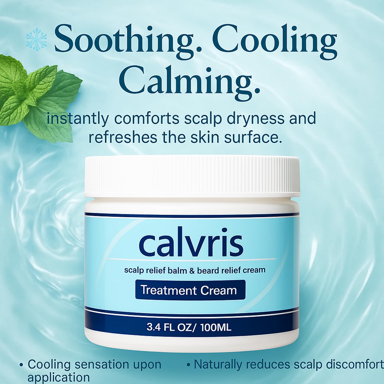 Calvris Scalp Relief Balm with Kudzu Root, Goldthread & Jojoba, 3.4 Fl Oz