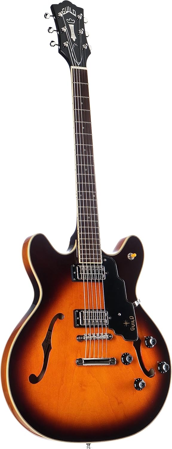 Guild Guitars Starfire IV ST Semi-Hollow Body Electric Guitar, Antique Burst, Double-Cut w/stop tail, Newark St. Collection, with Hardhsell Case