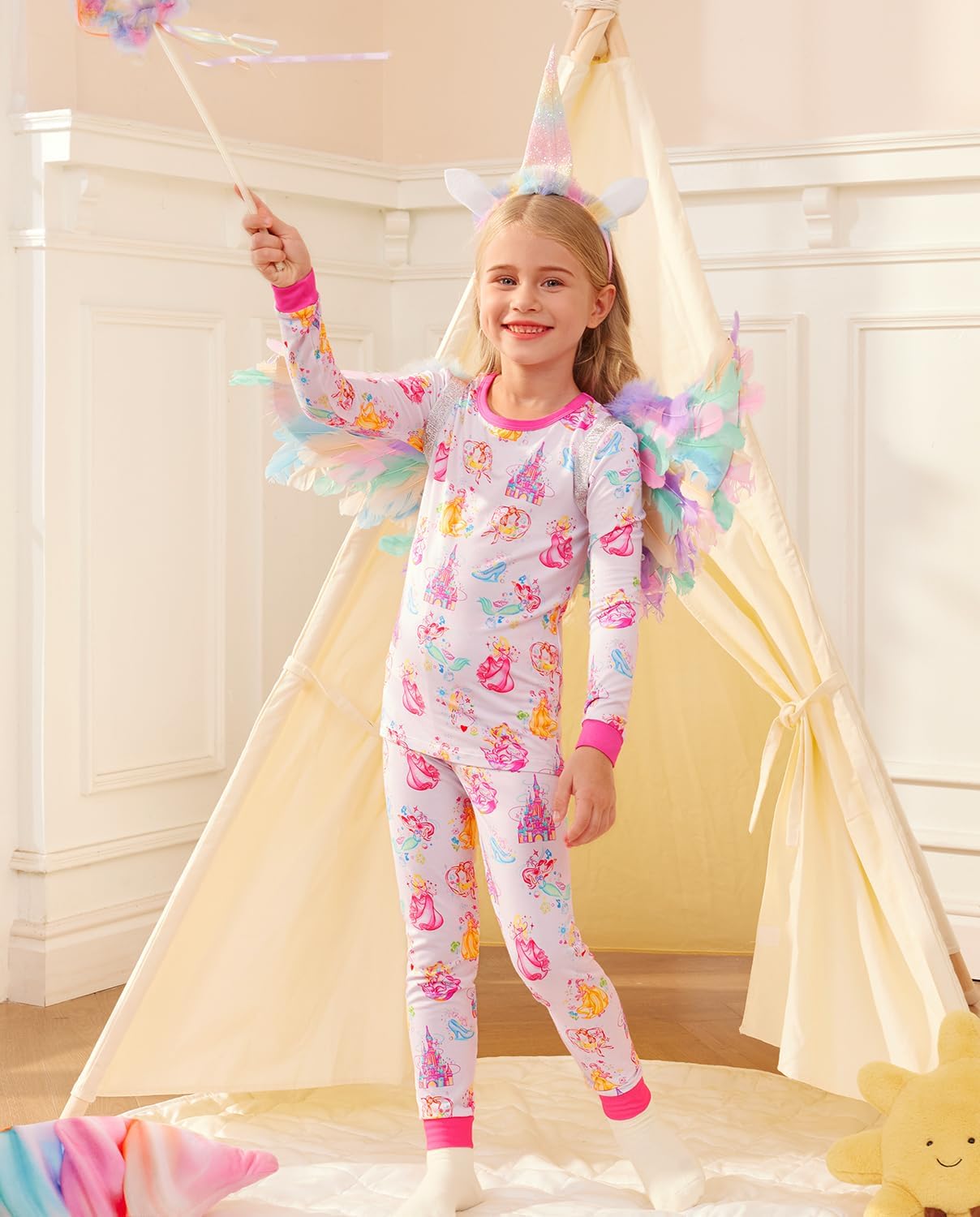 Bamboo Viscose Toddler Girls Kids Pajamas Unicorn Mermaid Pjs Long Sleeve Snug fit 12M-8Y 2pcs Soft Jammies - Image 2