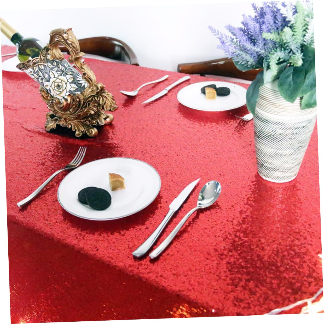 Mantel de Lentejuelas Bordado para Boda y Mesa de Postres