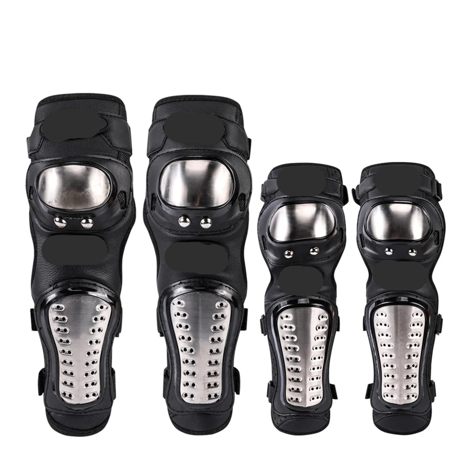 Ginocchiere per moto in acciaio inox, ginocchiere per gomito, protezione da corsa da motocross, equipaggiamento protettivo, protezione per ginocchia (4 pezzi, nero)
