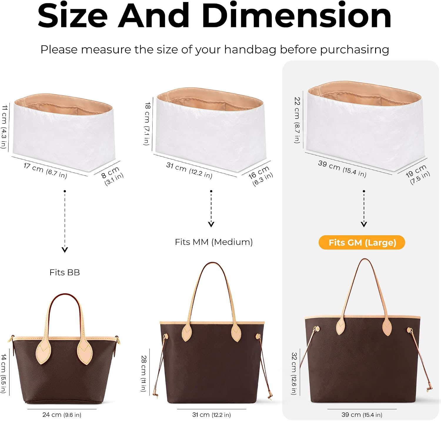 Lightweight Purse Organizer Compatible with LV Neverful GM image 2