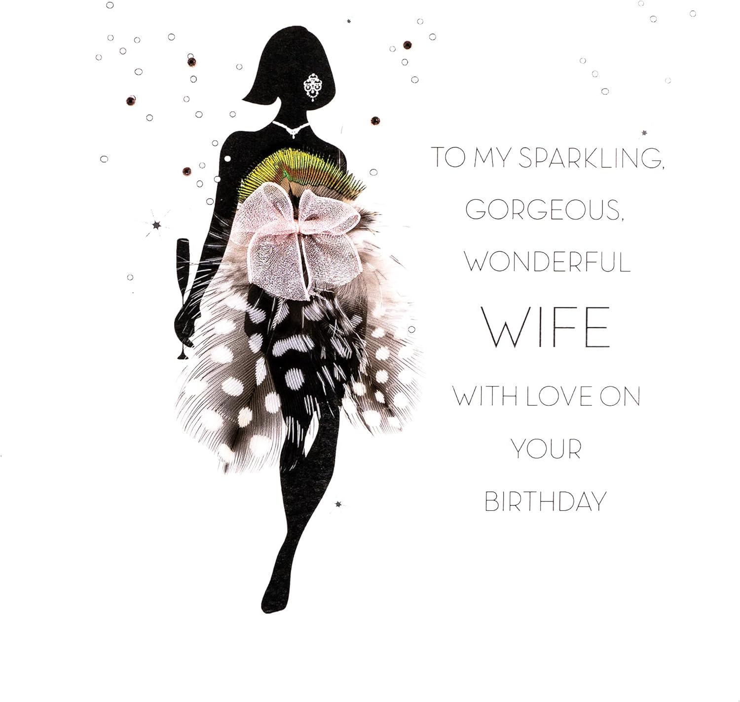 to My Sparkling Gorgeous Wonderful Wife - Quality Handmade Birthday Card / FOF10, metallic