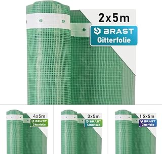 BRAST Gitterfolie Gewächshausfolie 250 g/m² | 20 Größen | Breite: 1,5–4m | Länge: 5–15m | Grün | verstärkter Nagelrand | UV-beständig lichtdurchlässig witterungsbeständig wasserdicht | 2x5m