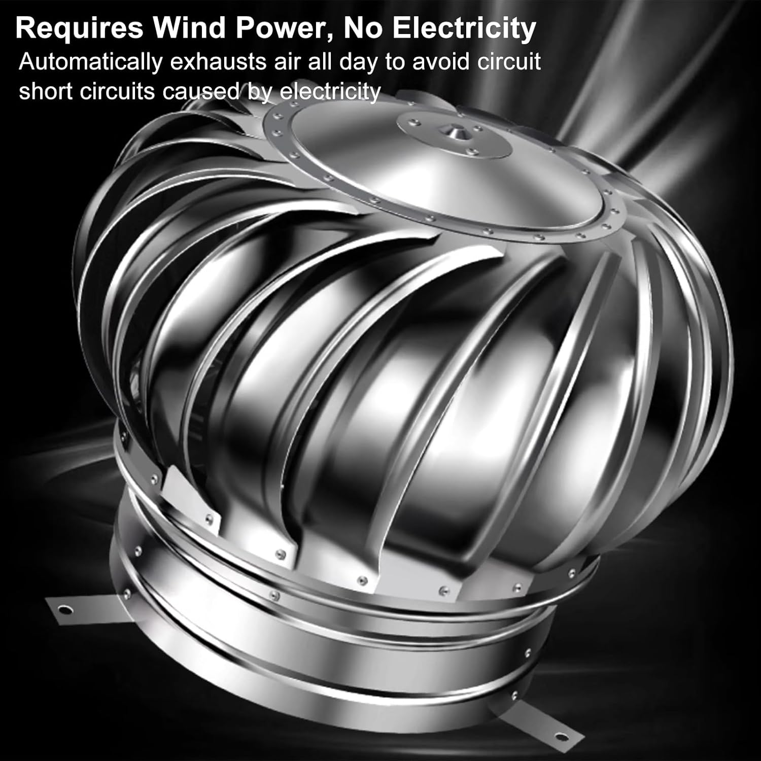 Rotating Chimney Cowl Cap, Roof Chimney Spinner Cowl, Round Stainless Steel Chimney Spinner, Anti-Downdraught Rotating Cap, Top, Hat, Cover for Flue Pipe(8inch/200mm)