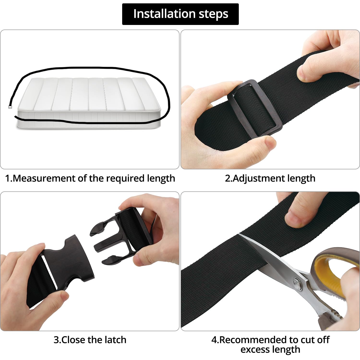 QWORK® uchwyt na materac, 12 m x 5 cm, mostek miłosny do materacy, łączy dwa materace, klin na materac, regulowany podwójny mostek