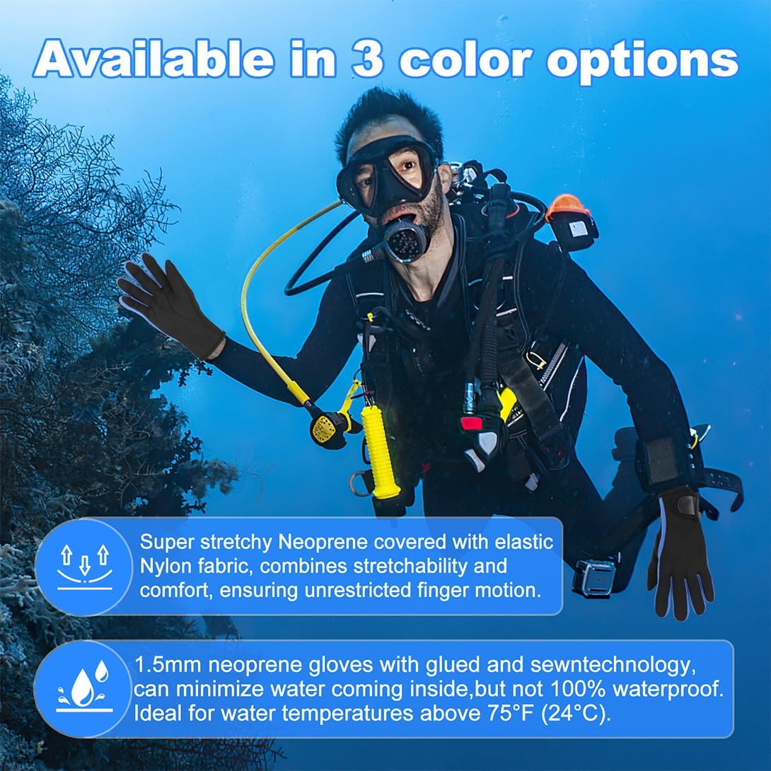 Micosuza Neoprene 1.5mm Five Finger Dive Gloves - Image 5