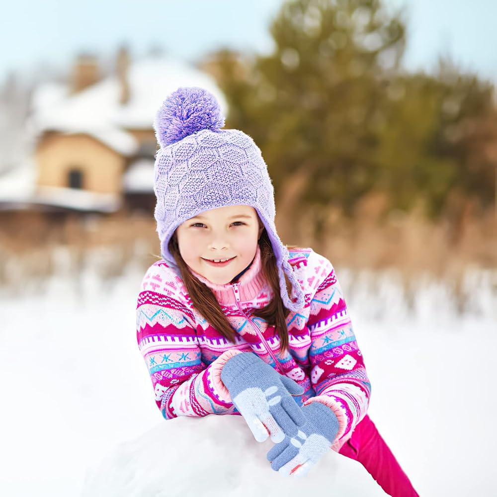 6 Paires De Mitaines D'Hiver Enfants - Doigts Complets, Tricot Extensible, Taille M (5-10 Ans)