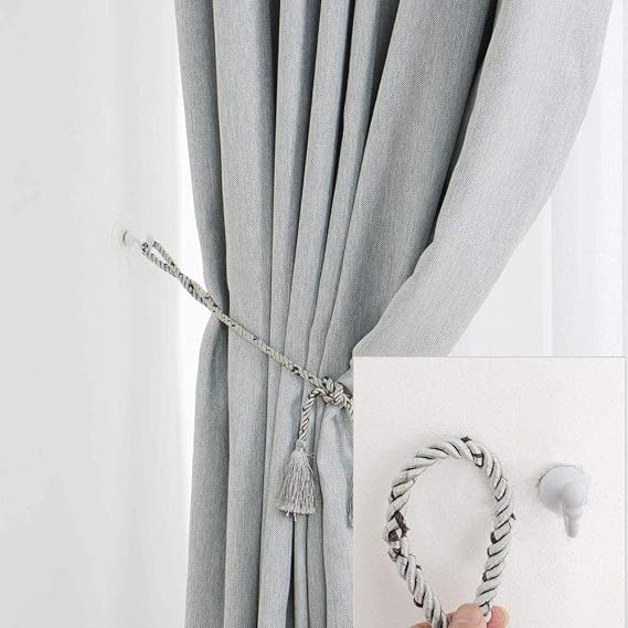 2 Pairs Curtain Hooks for Drapes, European Style Curtain Hook, White Window Curtain Holdback Hooks Tiebacks, Heavy Duty Wall Mounted Hooks for Curtain Cup Key Bags, Home Decorative Hooks