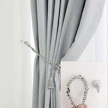 2 Pairs Curtain Hooks for Drapes, European Style Curtain Hook, White Window Curtain Holdback Hooks Tiebacks, Heavy Duty Wall Mounted Hooks for Curtain Cup Key Bags, Home Decorative Hooks