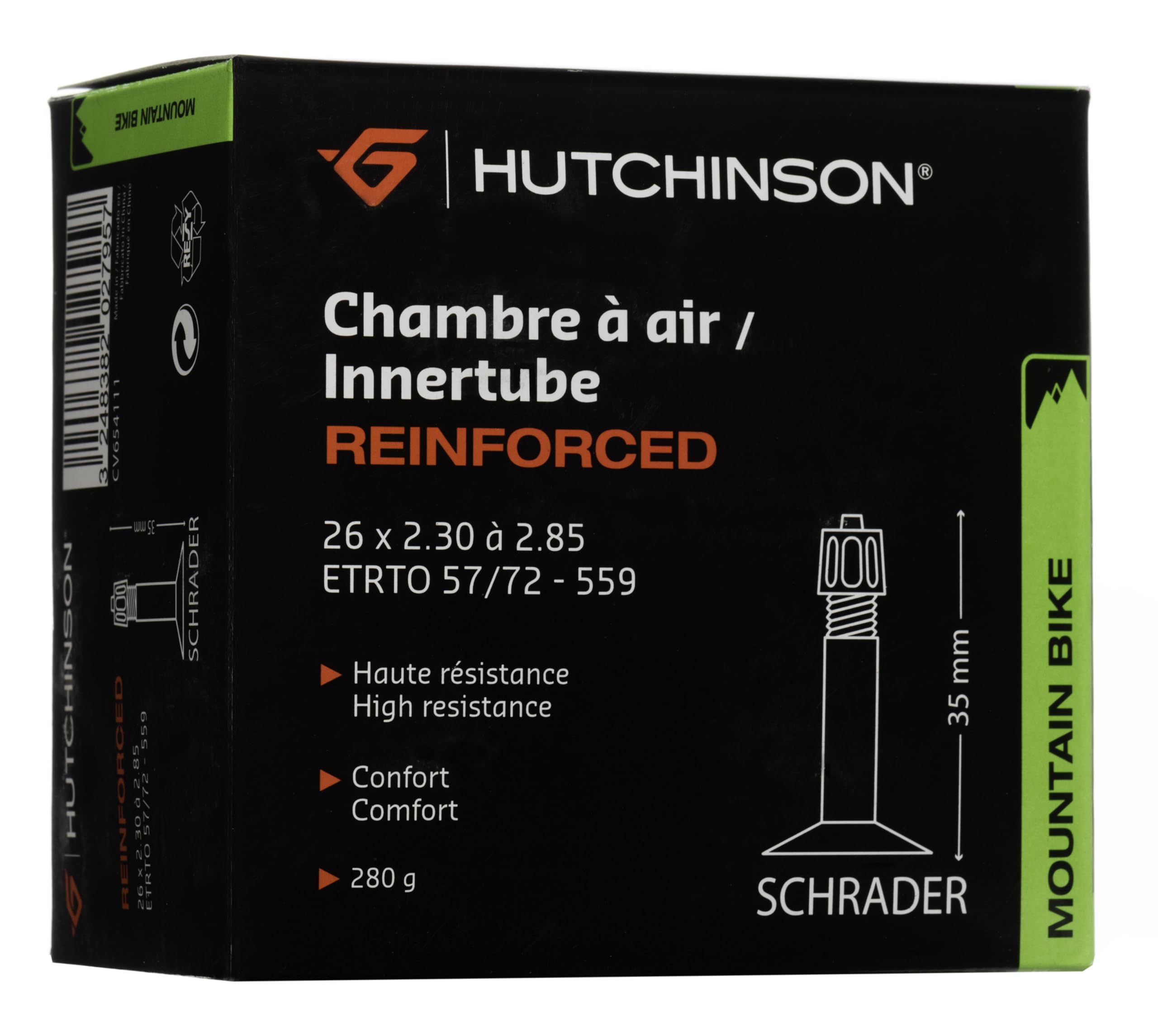 Hutchinson Reinforced MTB Inner Tube – Schrader Valve (35mm) – 26 x 2.30/2.85