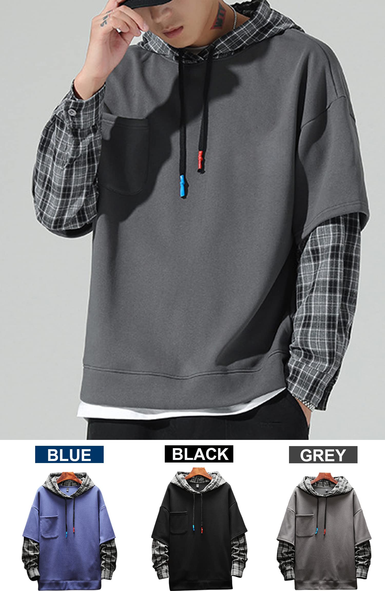 Moshtashio Felpa Uomo con Cappuccio Abbigliamento Felpe Manica Lunga Colori a Contrasto Hoodies Sweatshirt Pullover Tops Autunno Inverno Moda