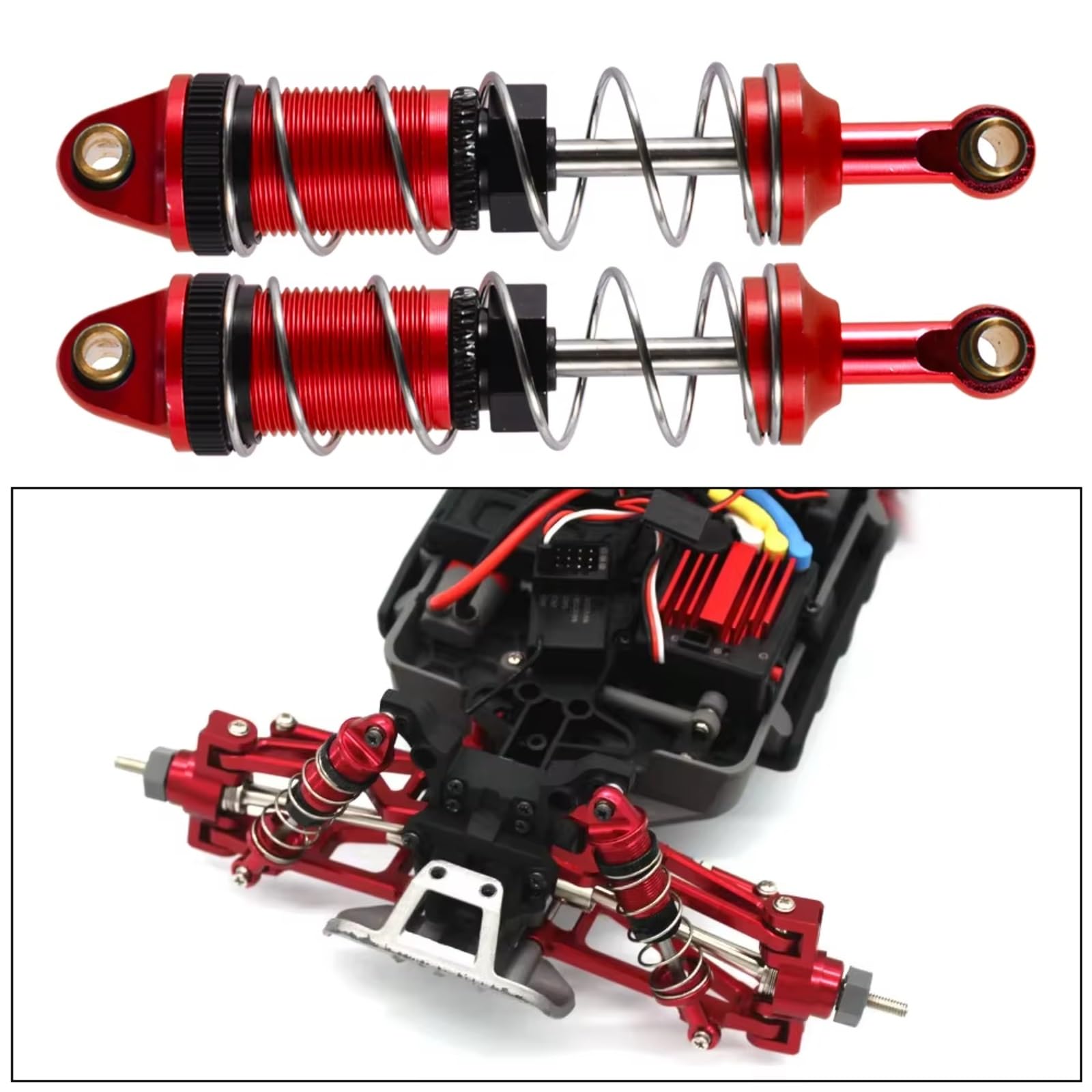 Rc amortyzator do TRX4M 1/18 9IMOD 52mm gwintowany amortyzator olejowy do przedniej tylnej sprężyny akcesoria do naprawy części zamiennych(Red Pare Springs)