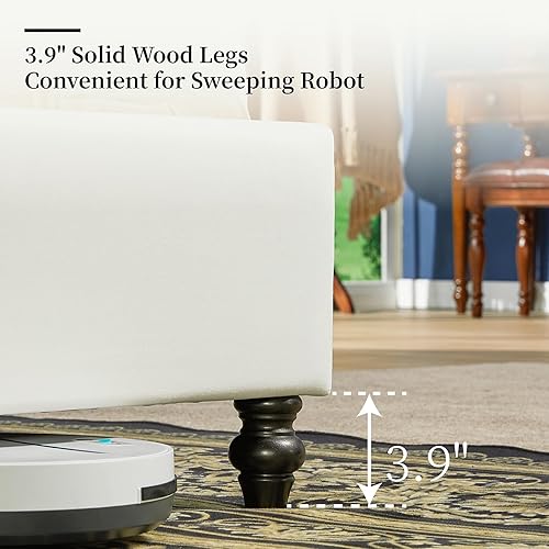 Miniatura 4 de PaPaJet Base de cama tamaño King, cama de plataforma tapizada con cabecera de 134 cm de altura estilo carruaje, con botones acolchados, no necesita