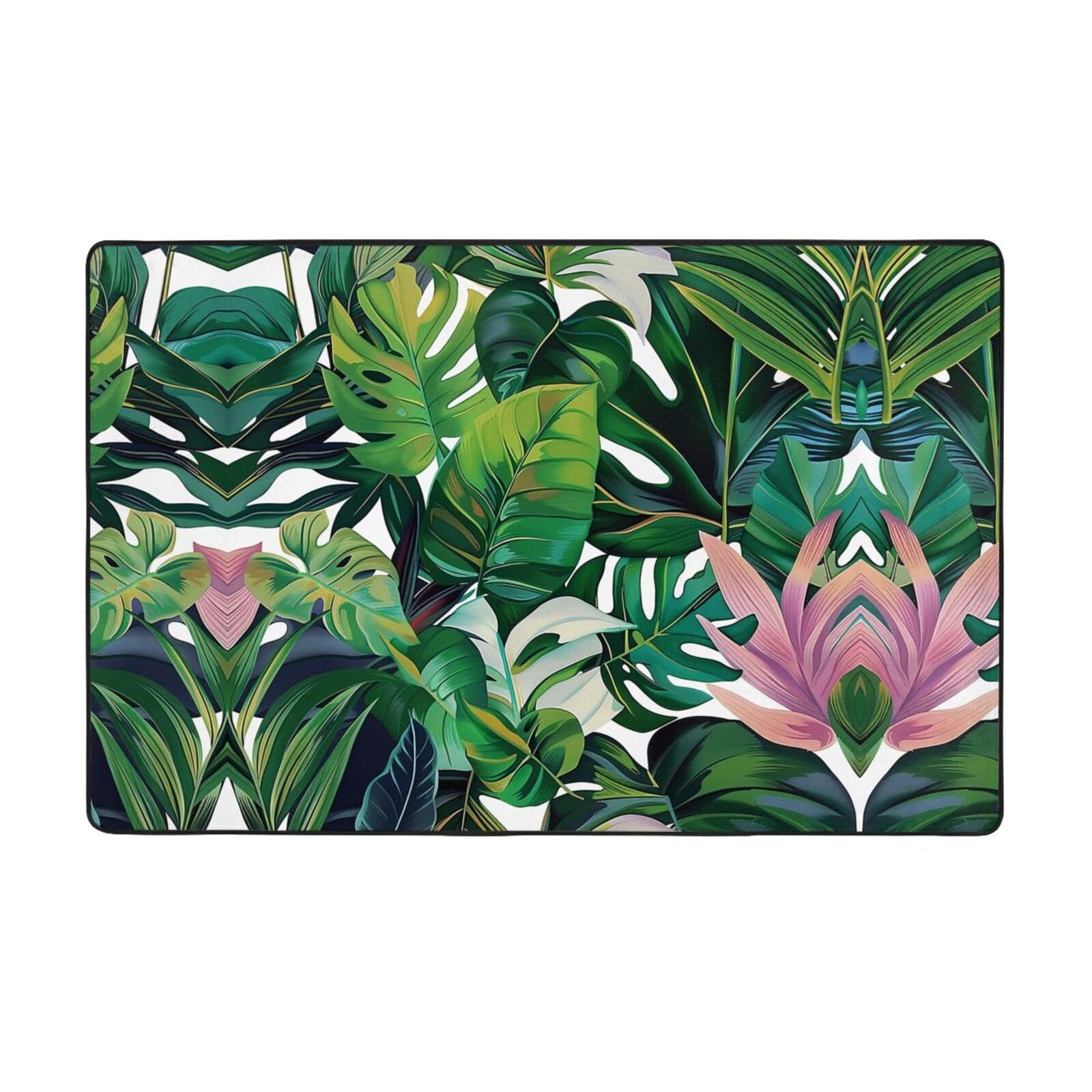 Tapis tropical doux pour salon | Ambiance jungle et confort dans votre chambre