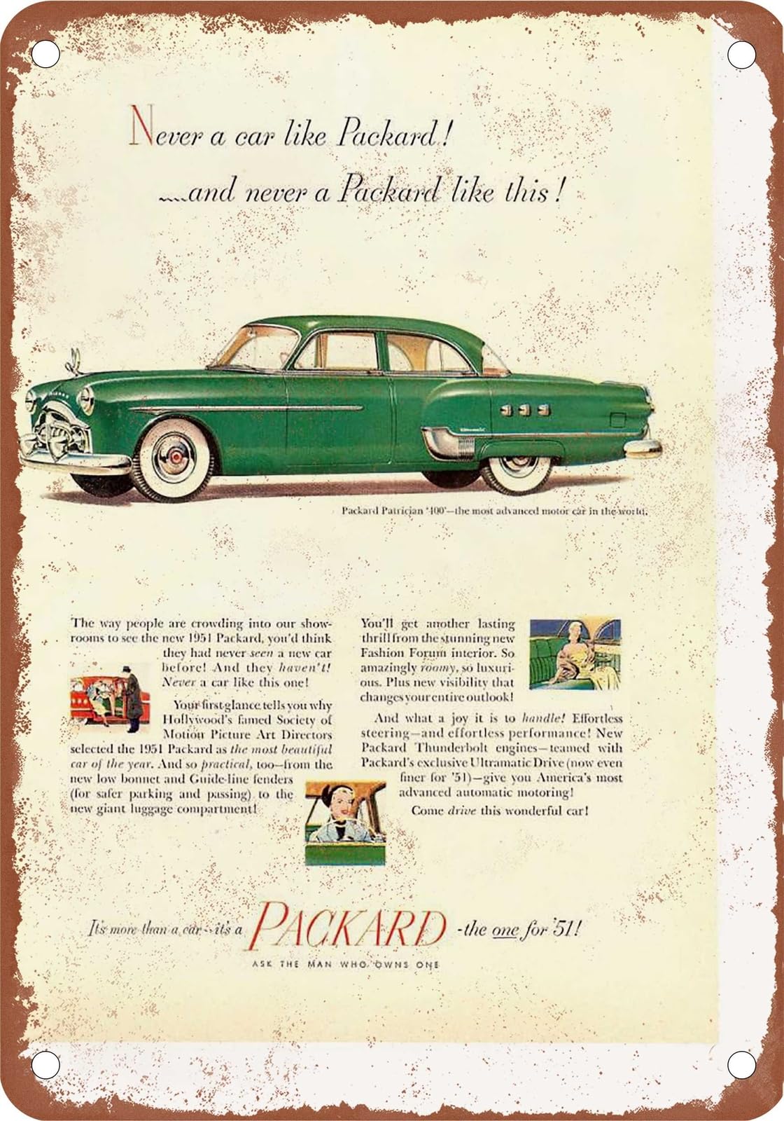 METAL SIGN - 1951 Packard Vintage Ad 06 - Old Retro Rusty Look home decor
