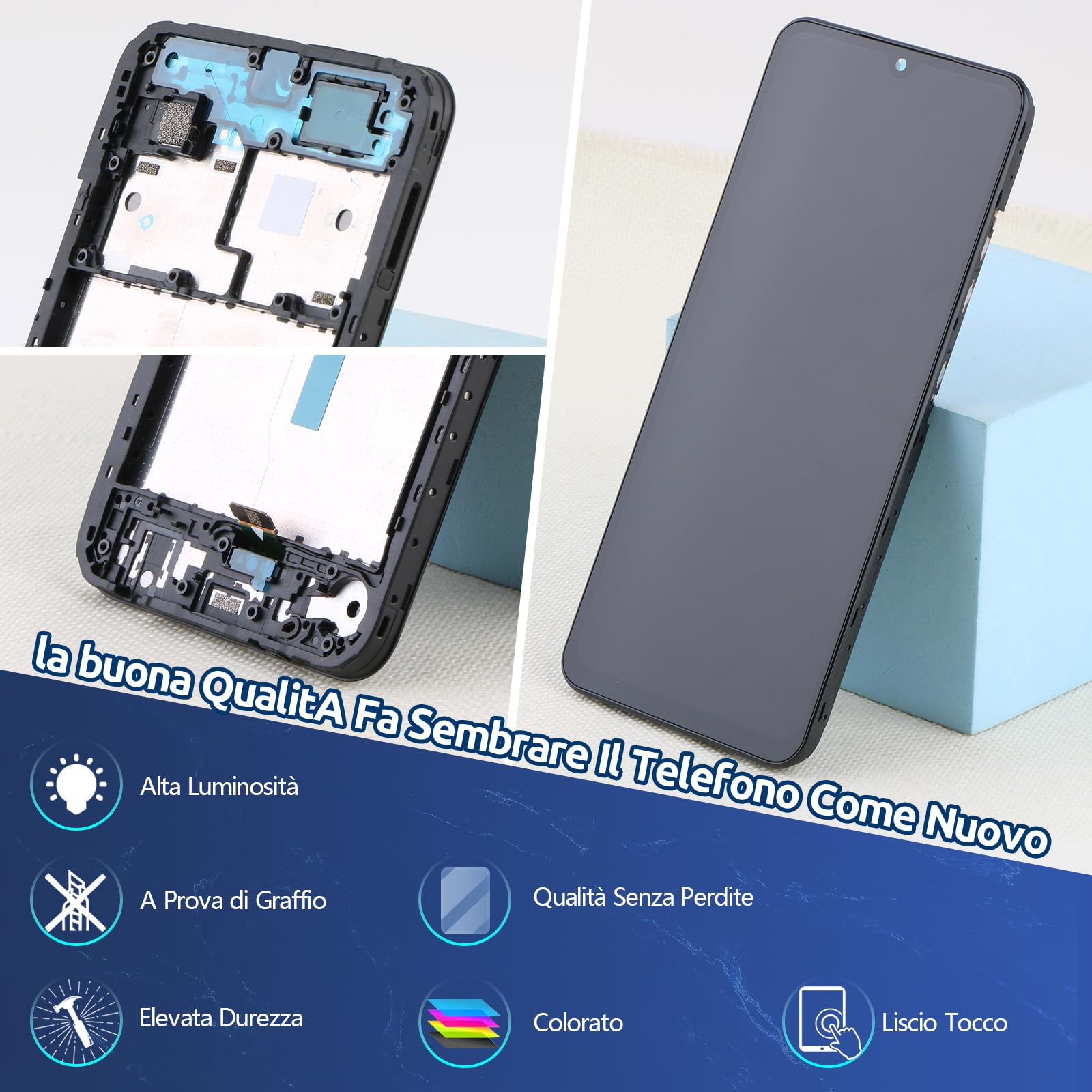 RongZy LCD Schermo per Xiaomi Redmi A5 4G 25028RN03Y Display di Ricambio Touch Screen Digitizer Parti di Riparazione per Redmi A5 4G LCD Display con Strumenti(Nero con Cornice)