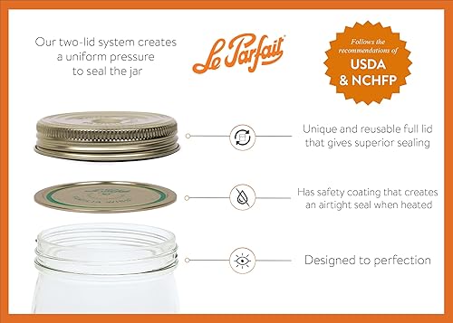 Miniatura 4 de Le Parfait Familia Wiss Terrine - Tarro de vidrio francés de boca ancha con sistema hermético de 2 piezas tapas doradas, ideal para enlatar,