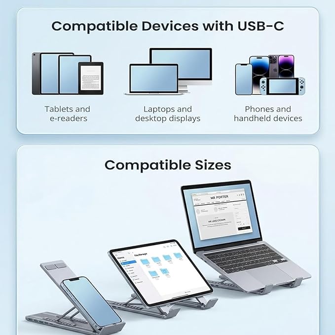 Base Soporte para Laptop 8 en 1 con Hub USB C, 4K HDMI, 100W PD, 5 Puertos miniatura 8